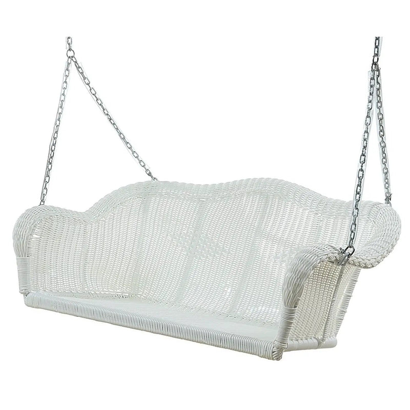 White Resin Wicker Porch Swing with 4-ft Hanging Chain by HomePacific