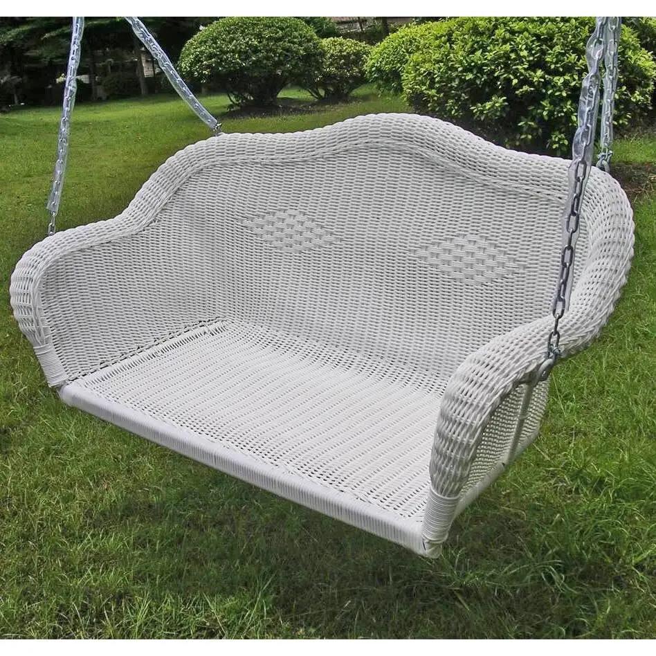 White Resin Wicker Porch Swing with 4-ft Hanging Chain by HomePacific