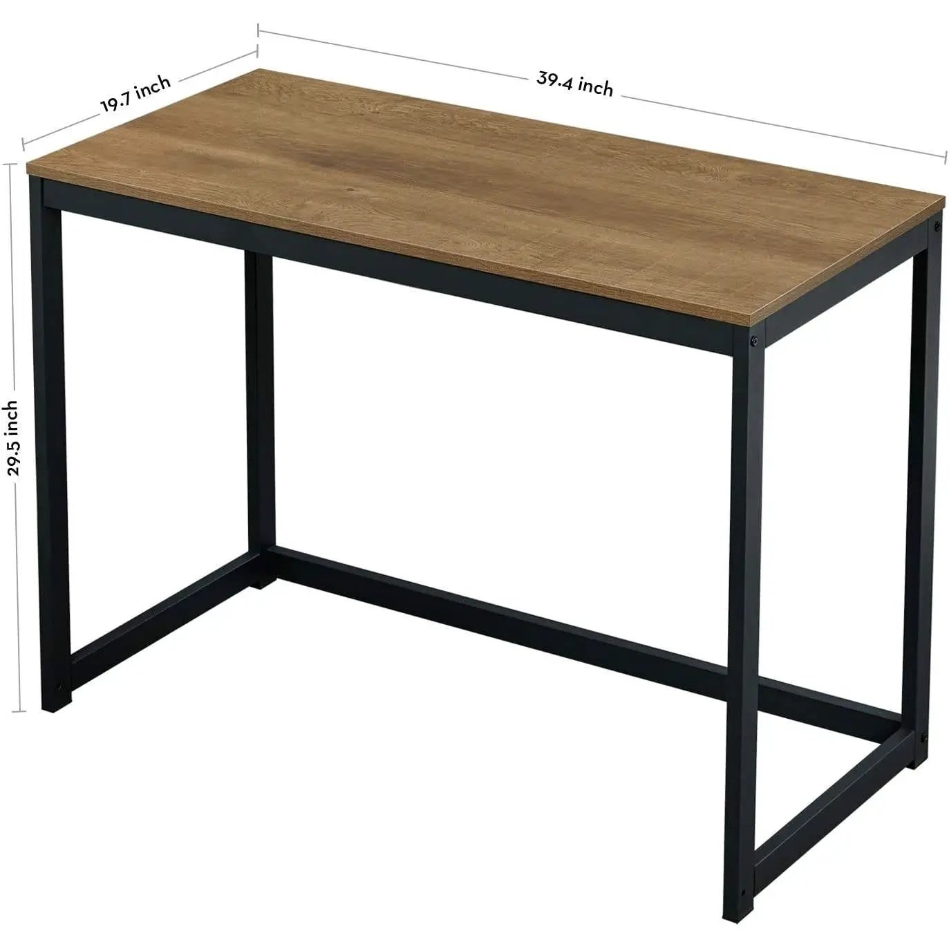Modern Home Office Laptop Computer Desk Table with Black Metal Frame Wood Top by HomePacific