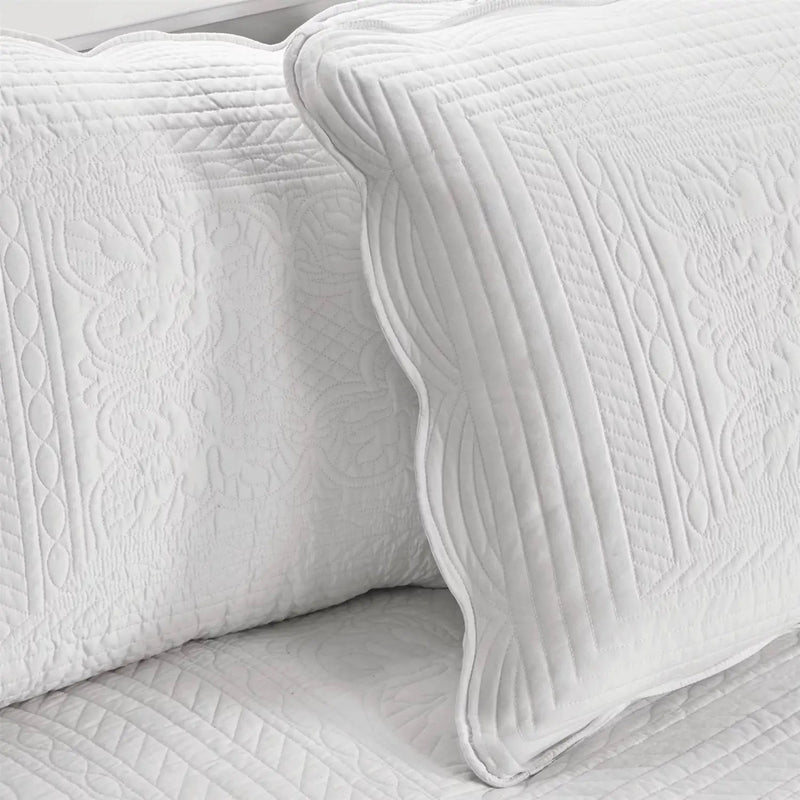 6-Piece Farmhouse White Daybed Cover Bedding Set with Scalloped Edges by HomePacific