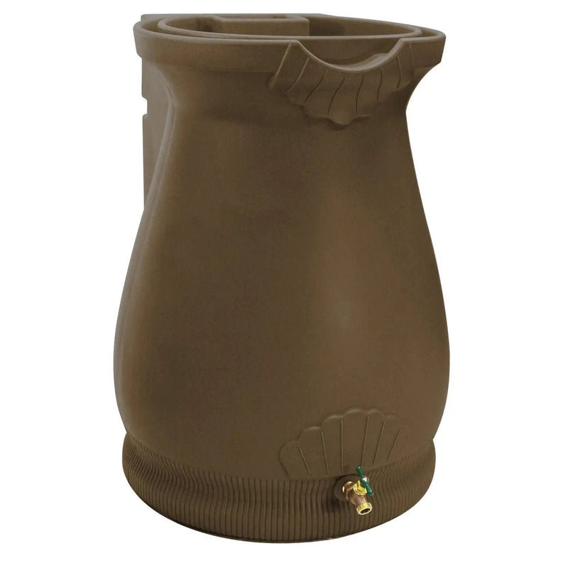 Brown Oak 65 Gallon Plastic Urn Rain Barrel with Planter Top by HomePacific