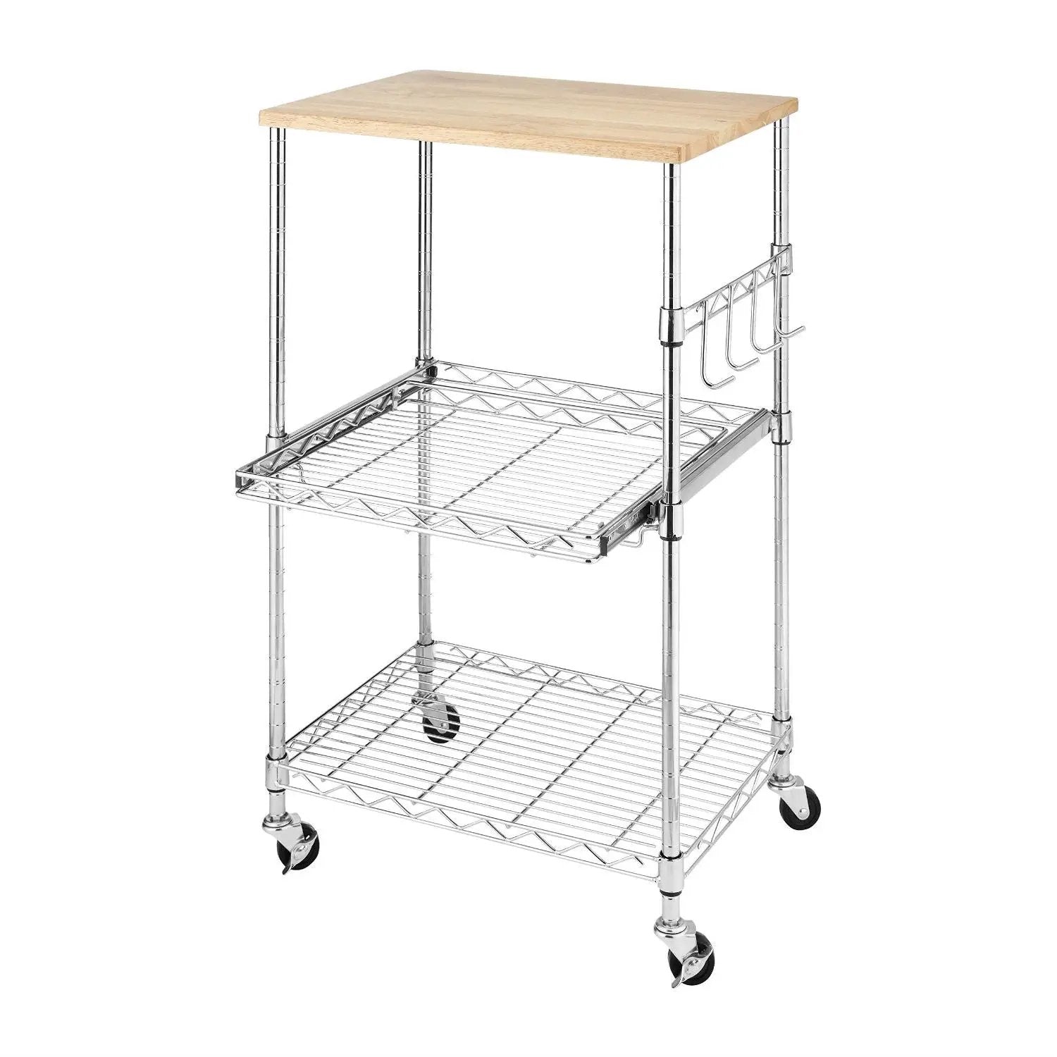 Sturdy Metal Kitchen Microwave Cart with Adjustable Shelves and Locking Wheels by HomePacific