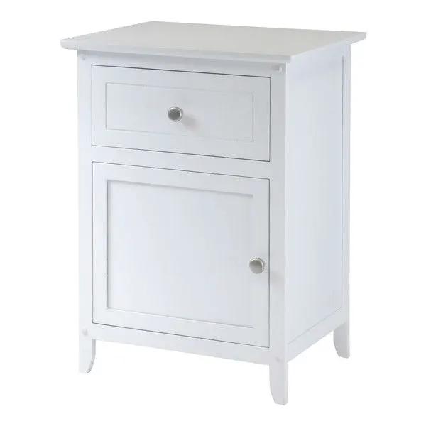 White 1-Drawer Bedroom Bedside Table Cabinet Nightstand End Table by HomePacific