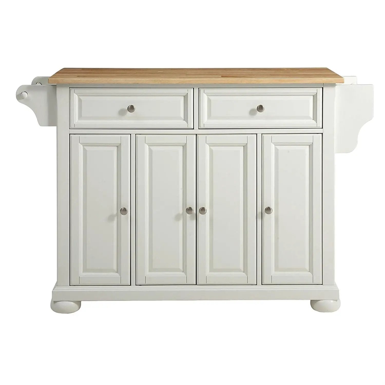 White Kitchen Island Storage Cabinet with Solid Wood Top by HomePacific