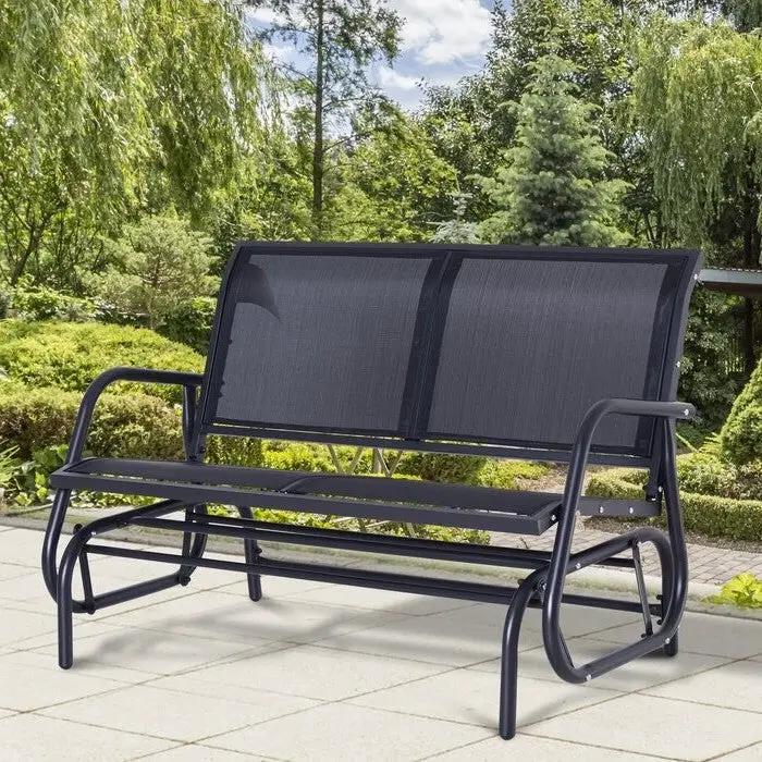 2 Seater Mesh Outdoor Patio Swing Glider Dark Gray by HomePacific