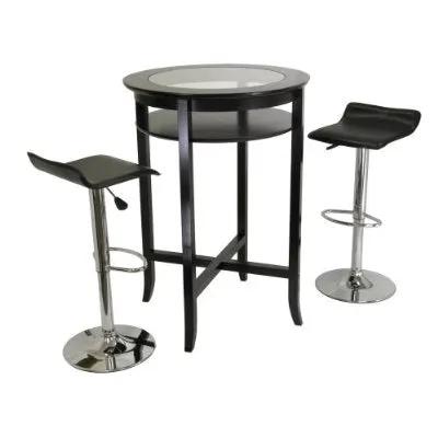 Set of 2 Modern Air-Lift Adjustable Bar Stools with Black Seat by HomePacific