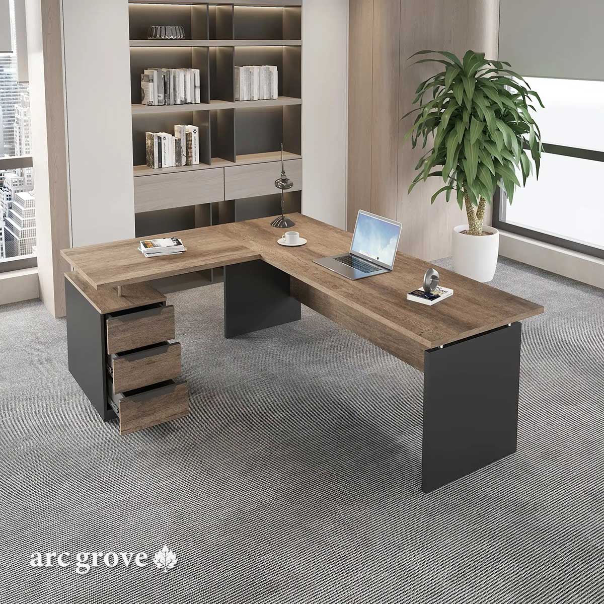 Harwood · Small L-Shaped Executive Desk by Arc Grove