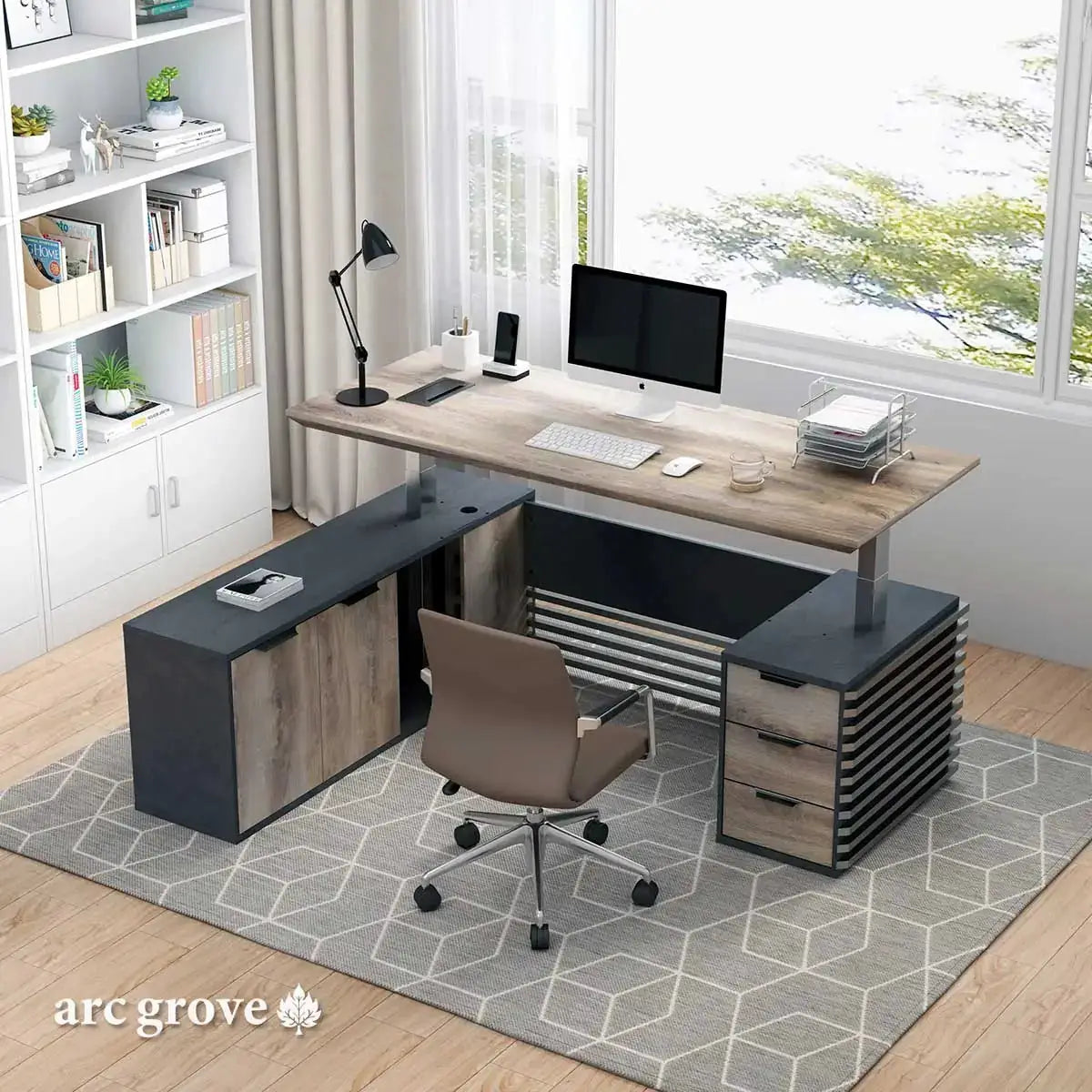 Anderson · L-Shaped Executive Standing Desk, Adjustable Height by Arc Grove