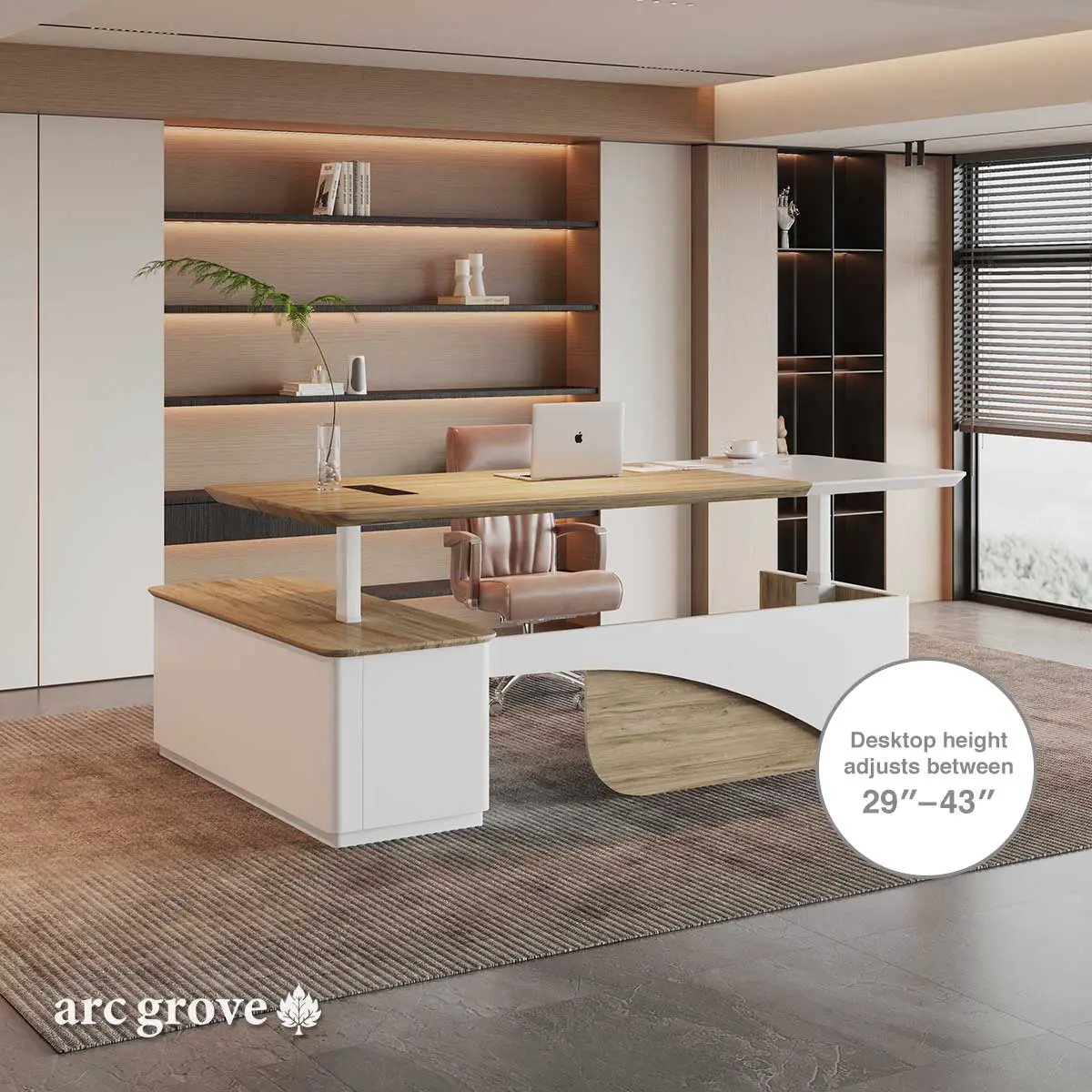 Albion · Executive L-Shaped Standing Desk, Adjustable Height by Arc Grove