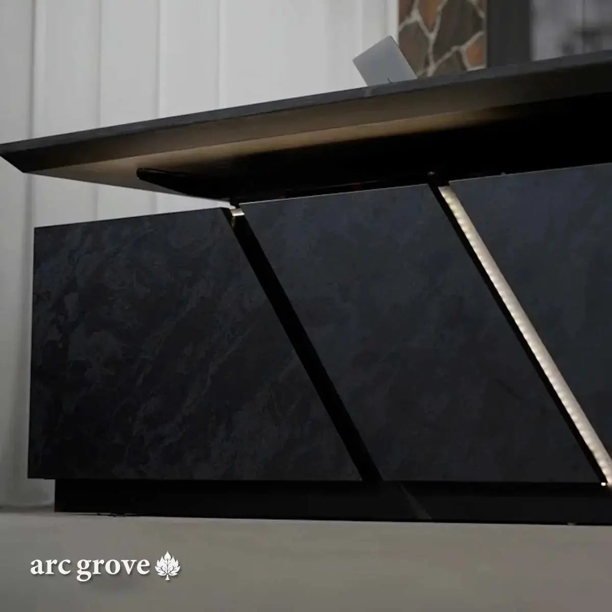 Maverick · Standing L-Shaped Executive Desk, Adjustable Height by Arc Grove