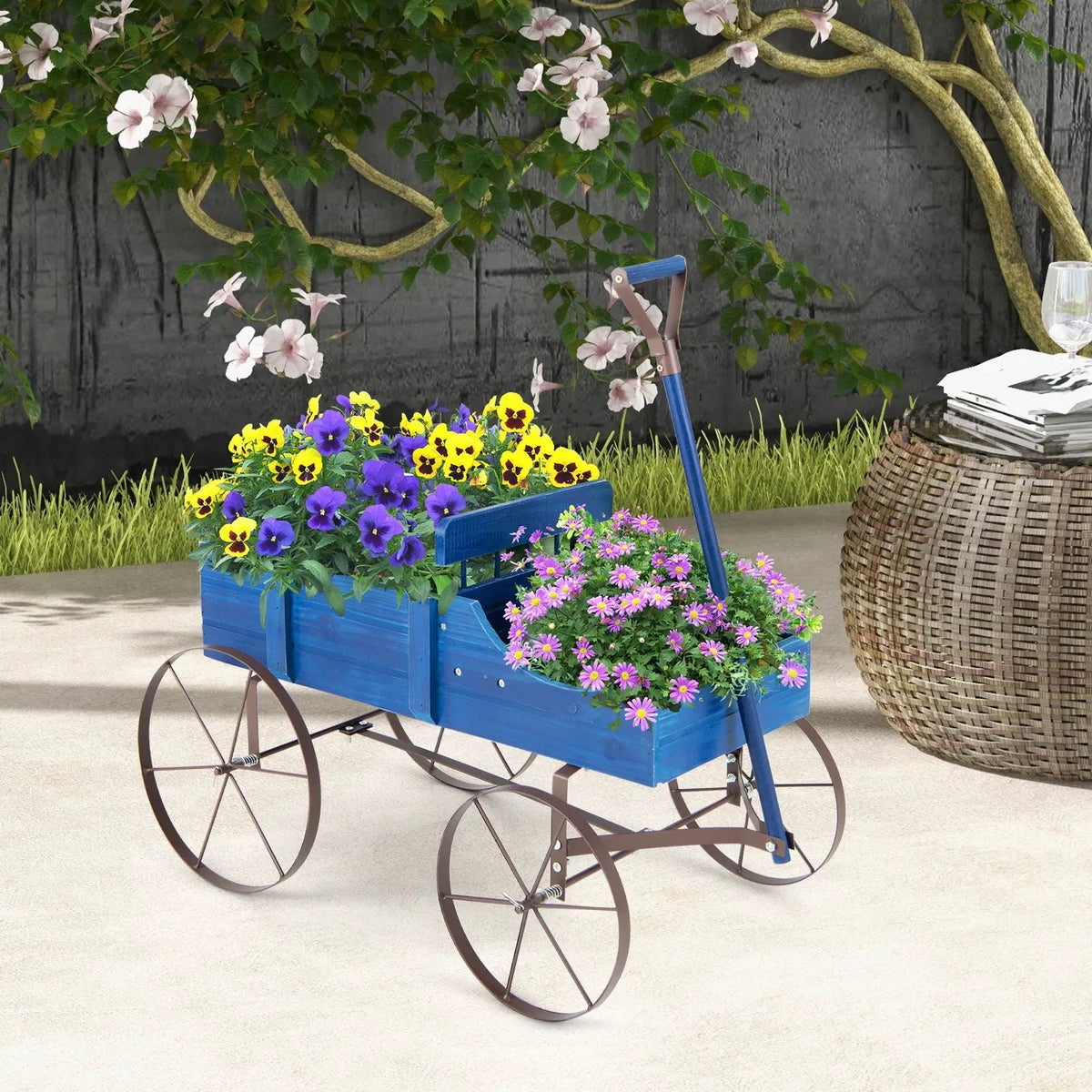 Wooden Wagon Plant Bed by DirectDeals