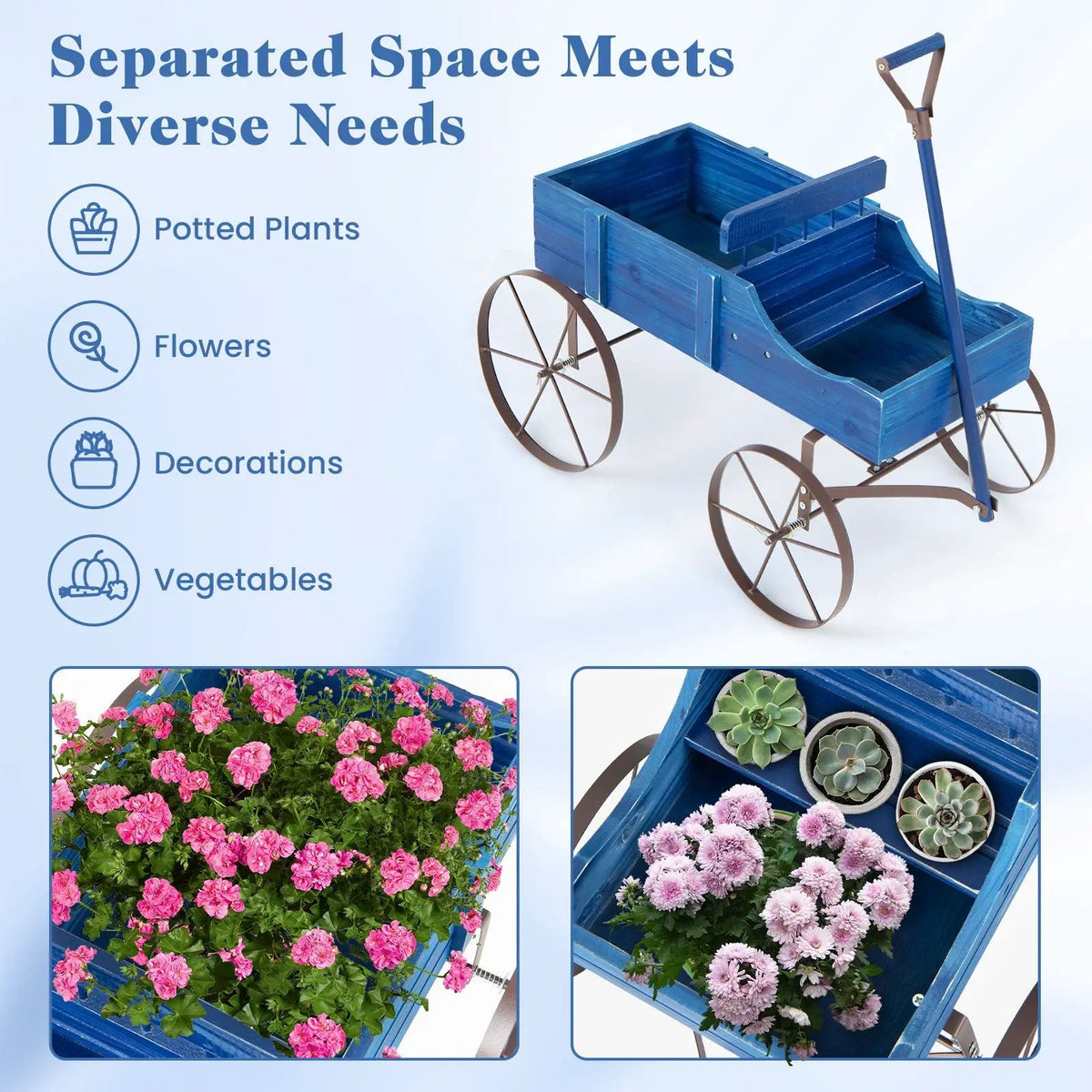 Wooden Wagon Plant Bed by DirectDeals