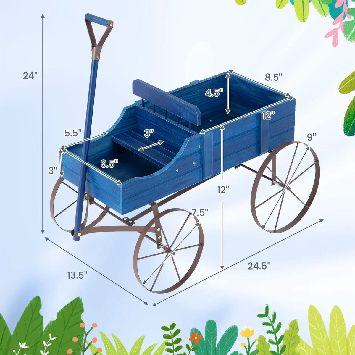 Wooden Wagon Plant Bed by DirectDeals