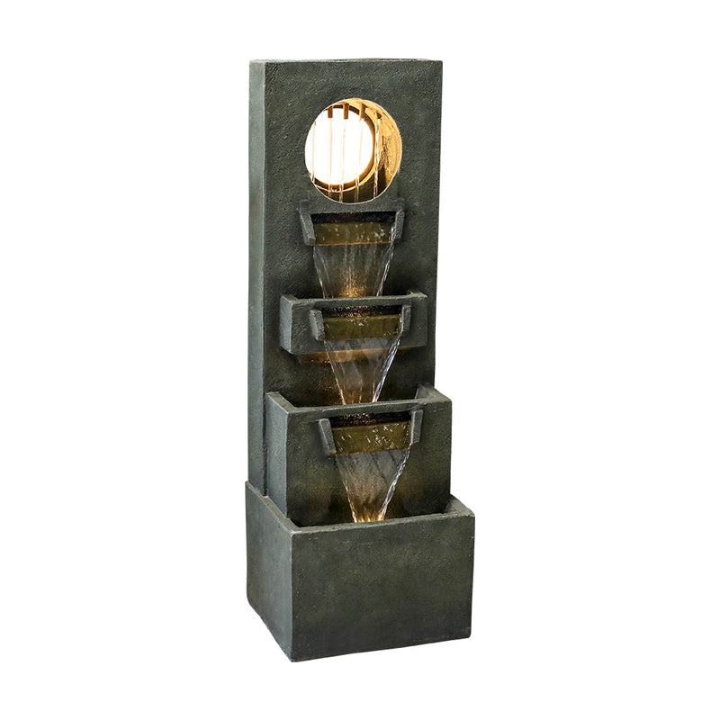 Resin Moon Gate Outdoor Water Fountain 39 Inch Warm LED, detail