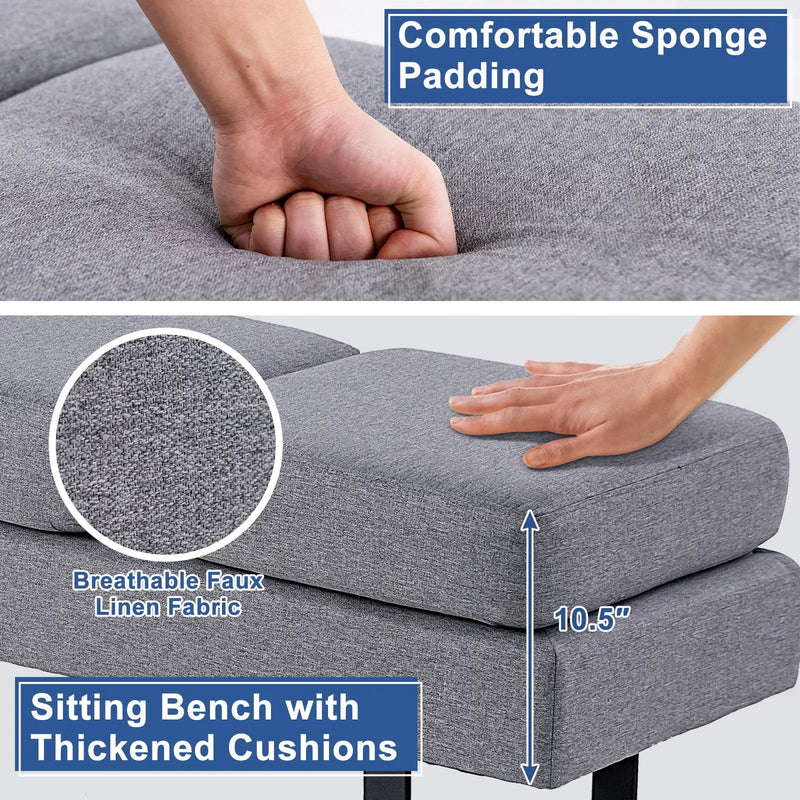 Waiting Room Bench Seating Long Bench with Metal Frame Leg by DirectDeals