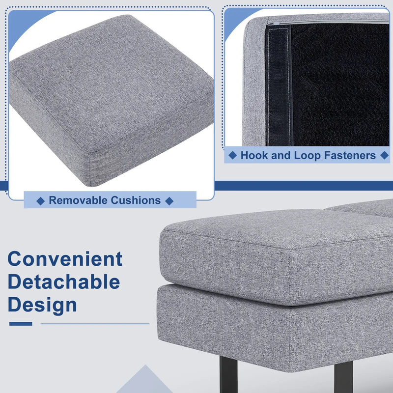 Waiting Room Bench Seating Long Bench with Metal Frame Leg by DirectDeals