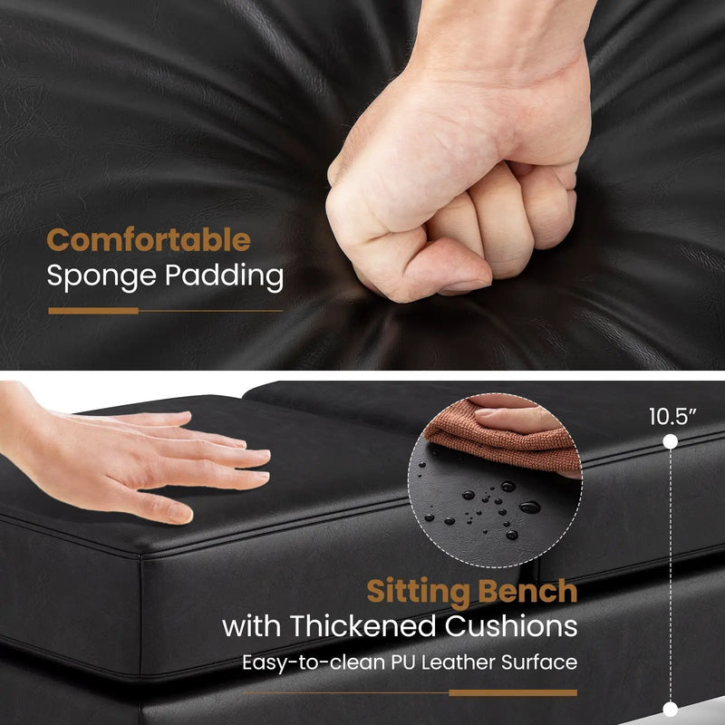 Waiting Room Bench Seating Long Bench with Metal Frame Leg by DirectDeals