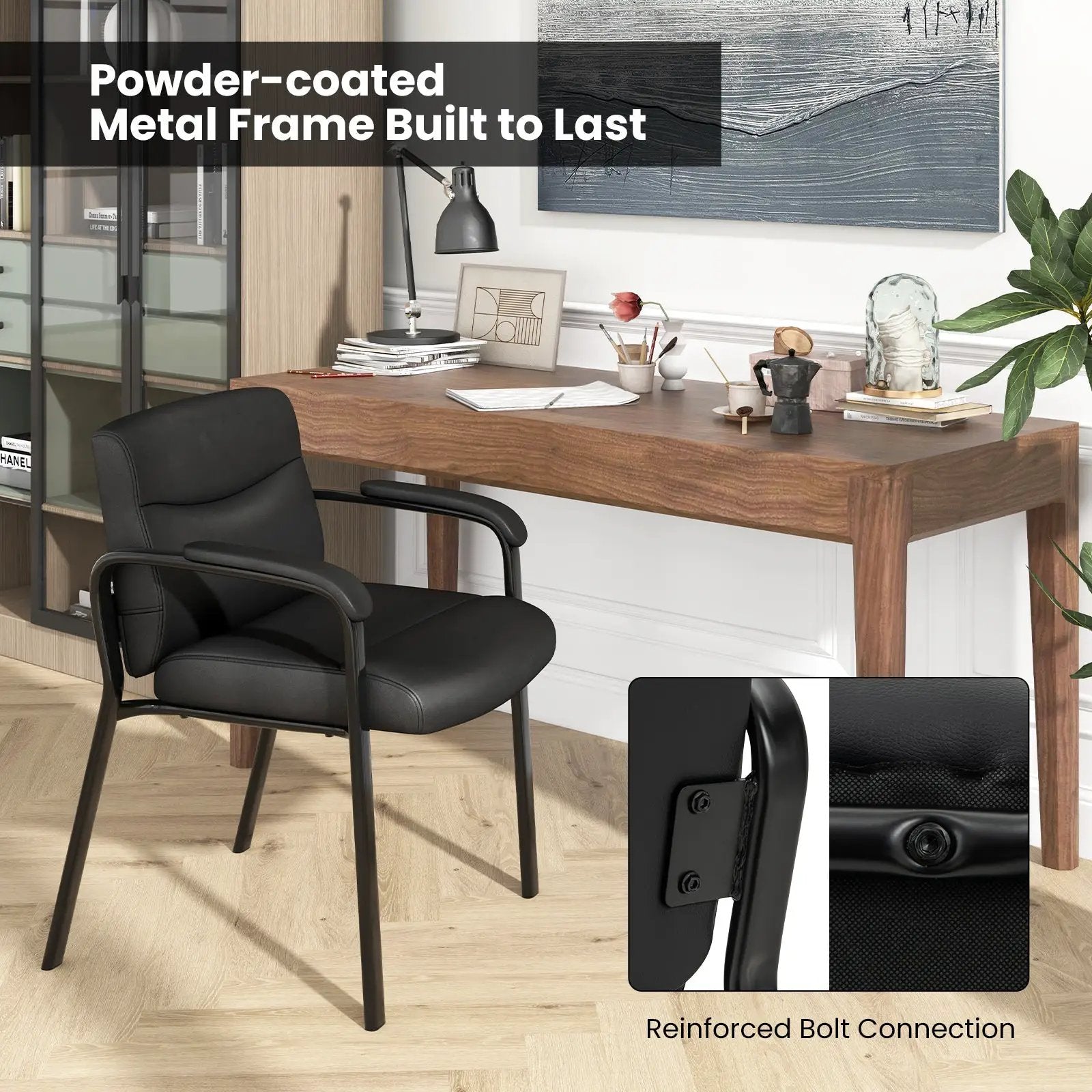 Waiting Room Chair No Wheels Set of 2-Black by DirectDeals