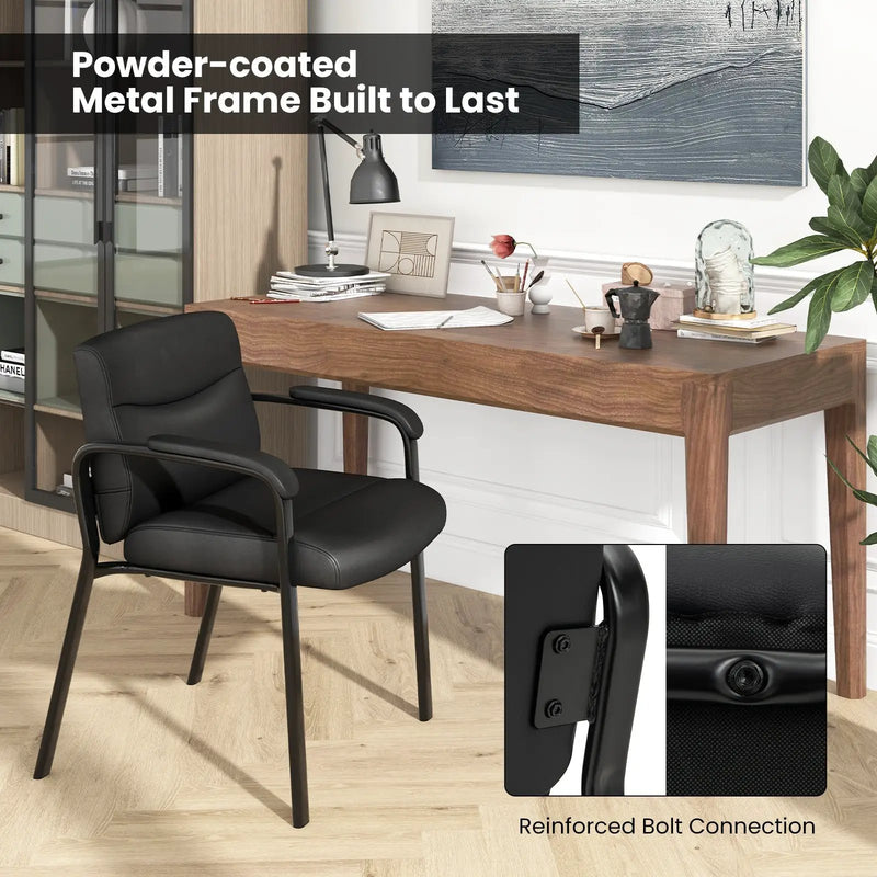 Waiting Room Chair No Wheels Set of 2-Black by DirectDeals