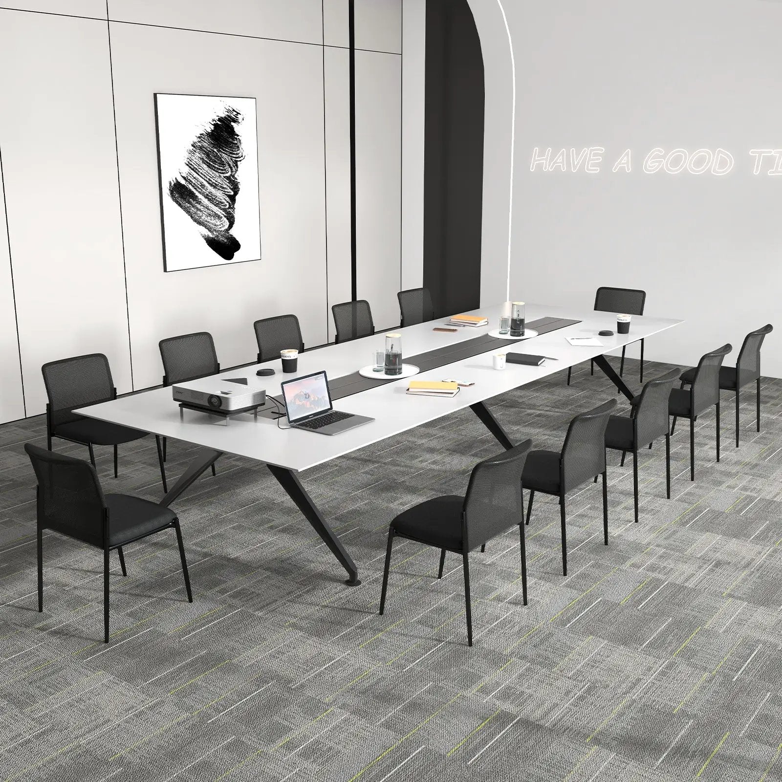 Waiting Room Chair Set of 2 with Ergonomic Mesh Backrest and Padded Seat-Black by DirectDeals