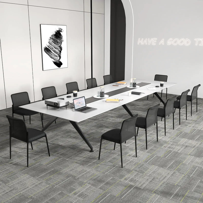 Waiting Room Chair Set of 2 with Ergonomic Mesh Backrest and Padded Seat-Black by DirectDeals