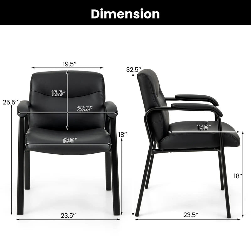 Waiting Room Chair No Wheels Set of 2-Black by DirectDeals
