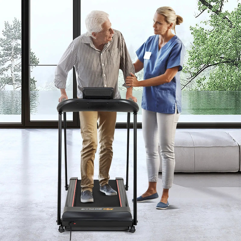 2.5 HP Walking Treadmill with Long Handrails for Seniors-Black by DirectDeals