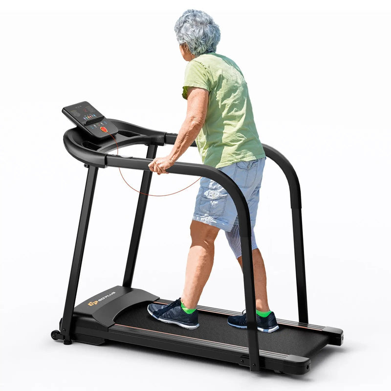 2.5 HP Walking Treadmill with Long Handrails for Seniors-Black by DirectDeals