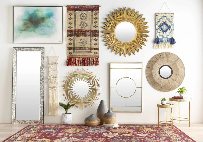 Philomont Ivory and Blue Geometric Wall Hanging - Clearance by Boutique Rugs