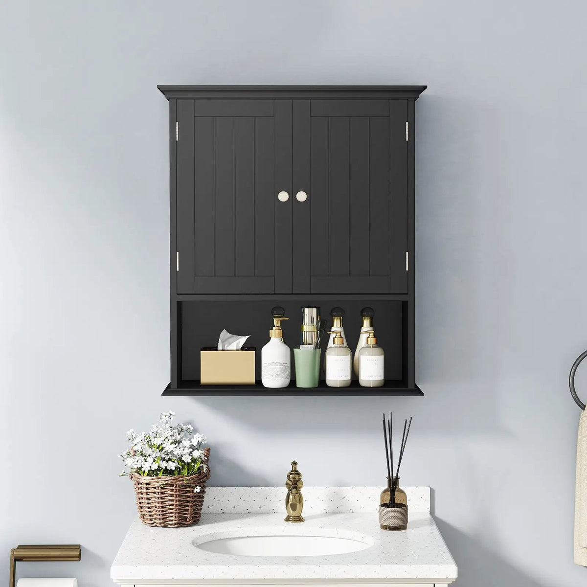 Wall Mount Bathroom Cabinet Storage Organizer with Doors and Shelves by DirectDeals