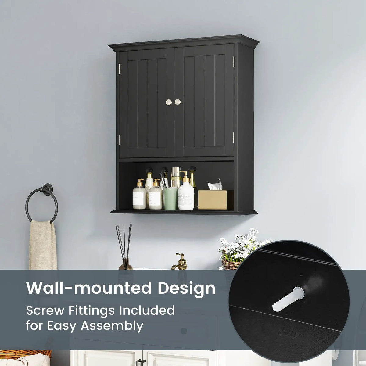 Wall Mount Bathroom Cabinet Storage Organizer with Doors and Shelves by DirectDeals