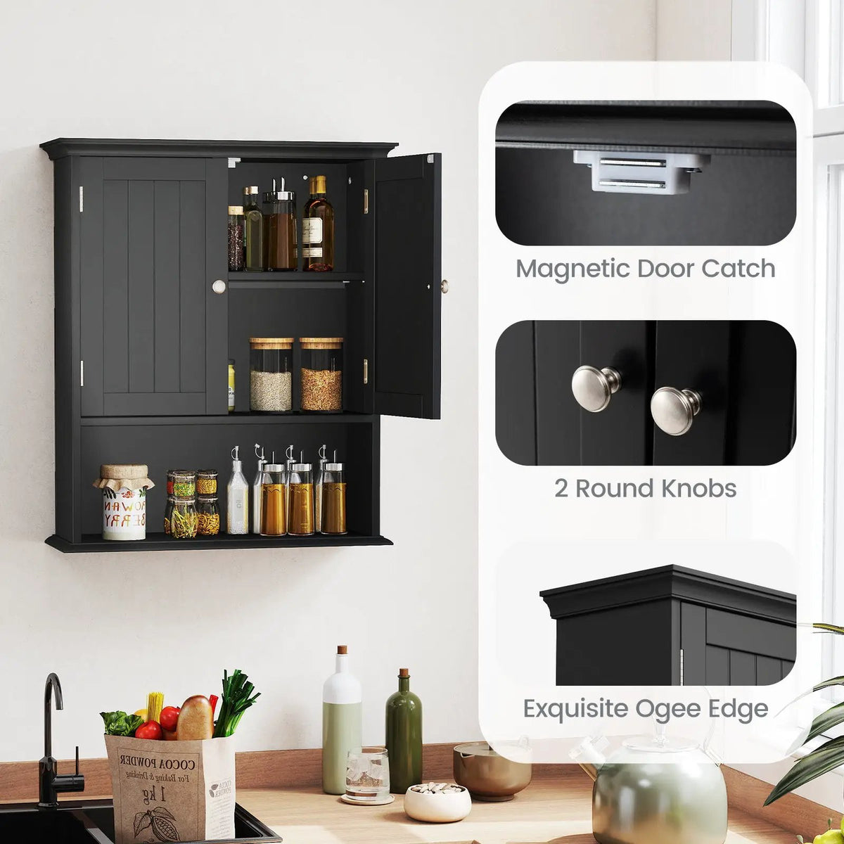 Wall Mount Bathroom Cabinet Storage Organizer with Doors and Shelves by DirectDeals