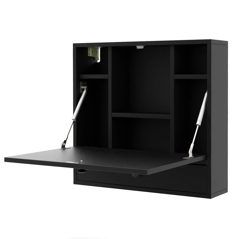 Wall-Mount Folding Desk with Storage Shelves and Drawer by DirectDeals