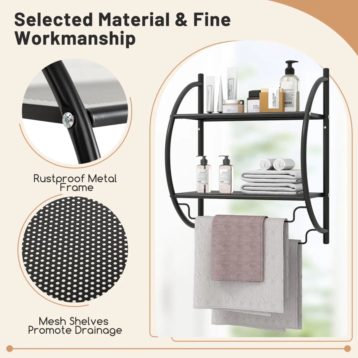 2-Tier Wall Mounted Bathroom Towel Rack with Towel Bars by DirectDeals