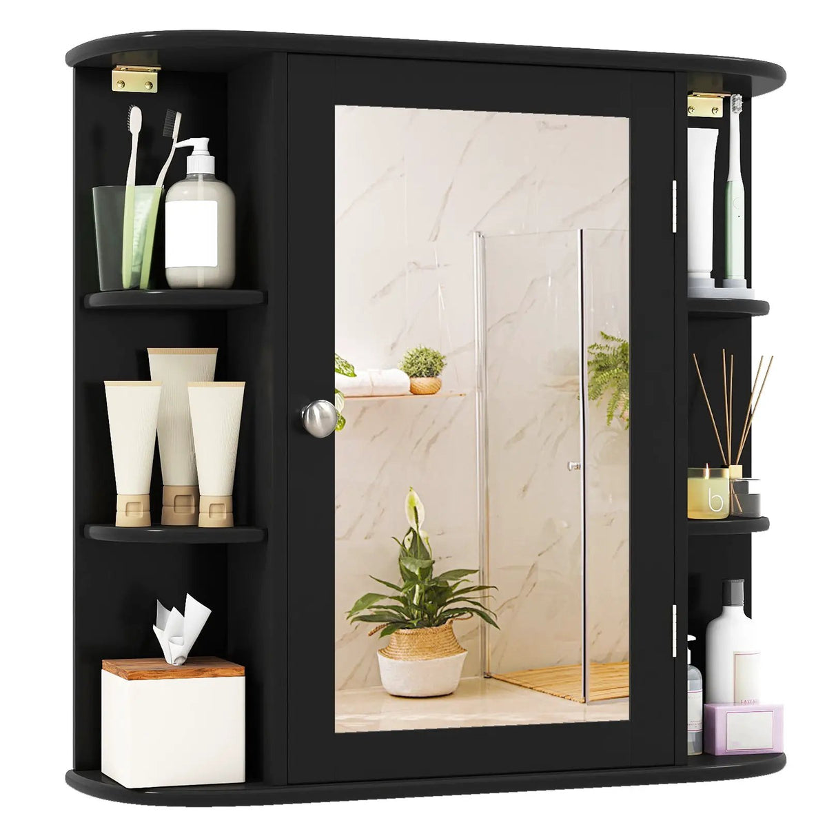 Wall-Mounted Bathroom Mirror Cabinet with Storage Shelves by DirectDeals