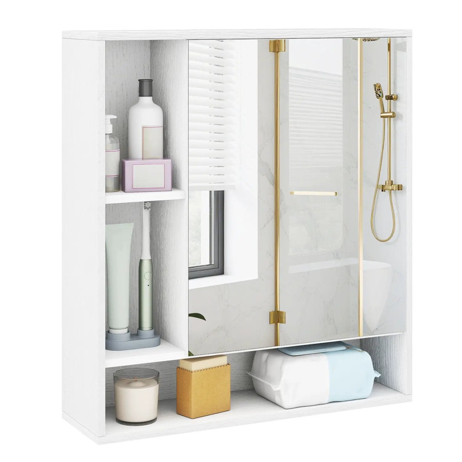 Wall Mounted Bathroom Cabinet with Mirror Single Door by DirectDeals
