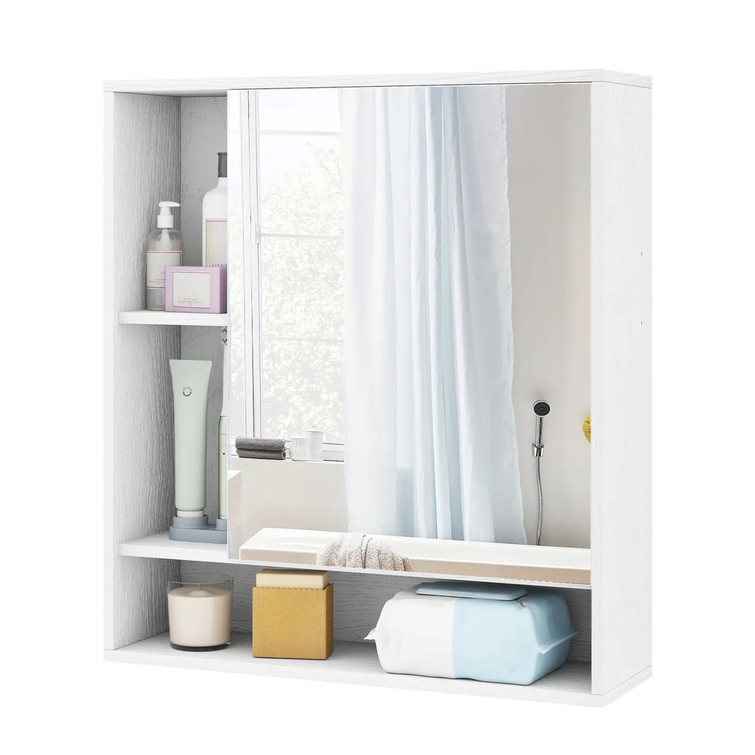 Wall Mounted Bathroom Cabinet with Mirror Single Door by DirectDeals
