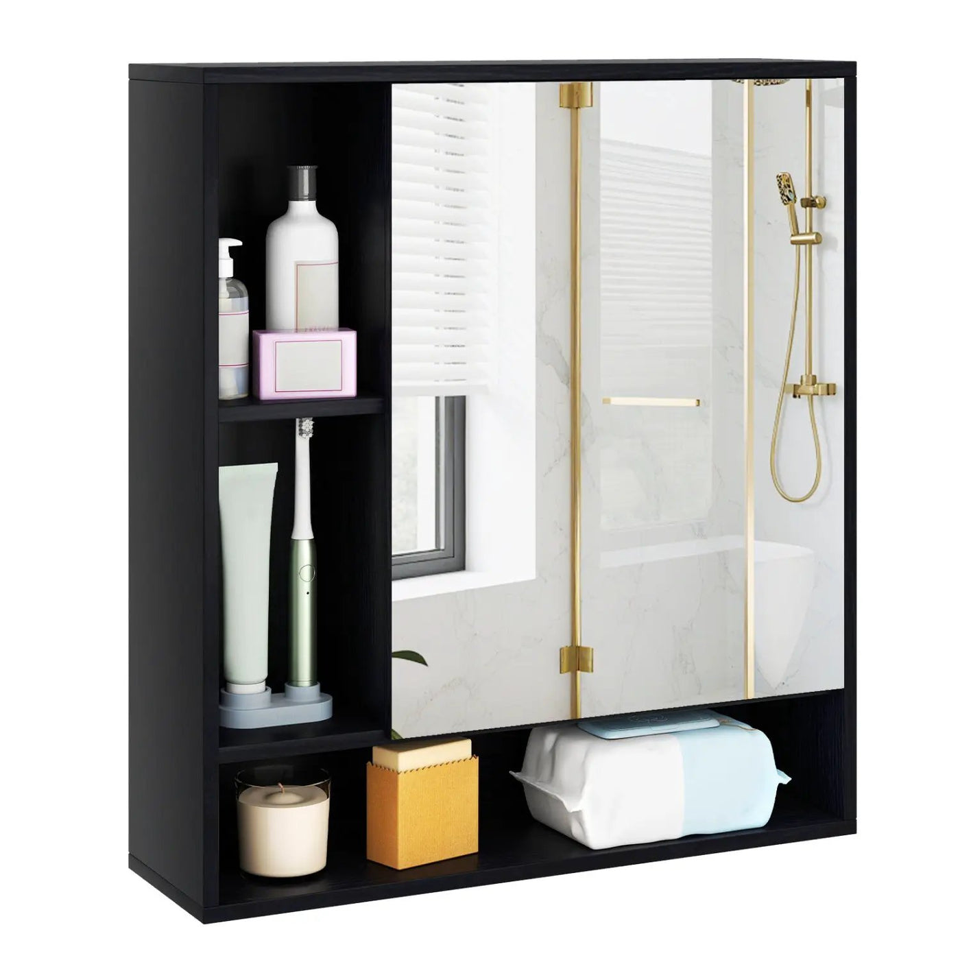 Wall Mounted Bathroom Cabinet with Mirror Single Door by DirectDeals