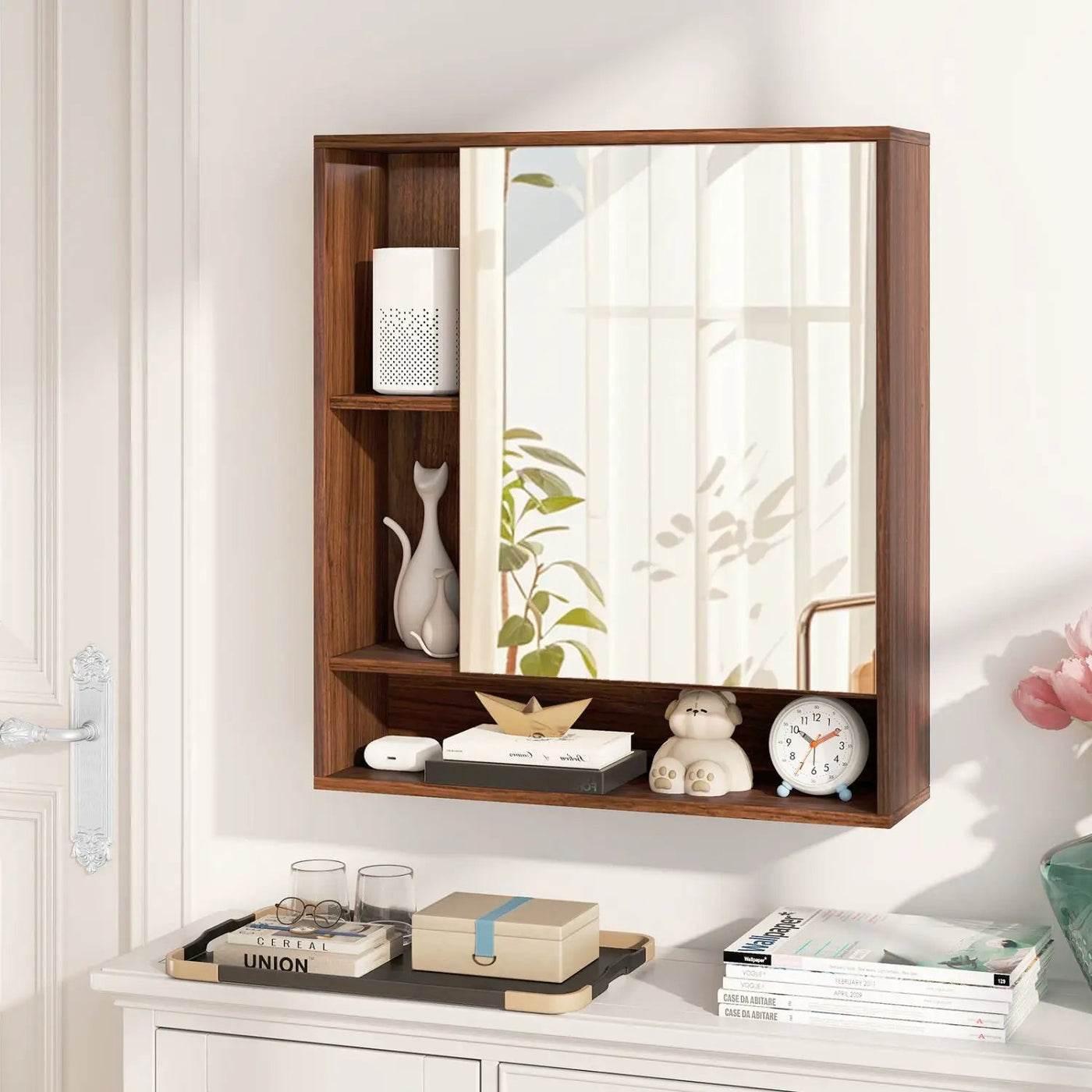 Wall Mounted Bathroom Cabinet with Mirror Single Door by DirectDeals