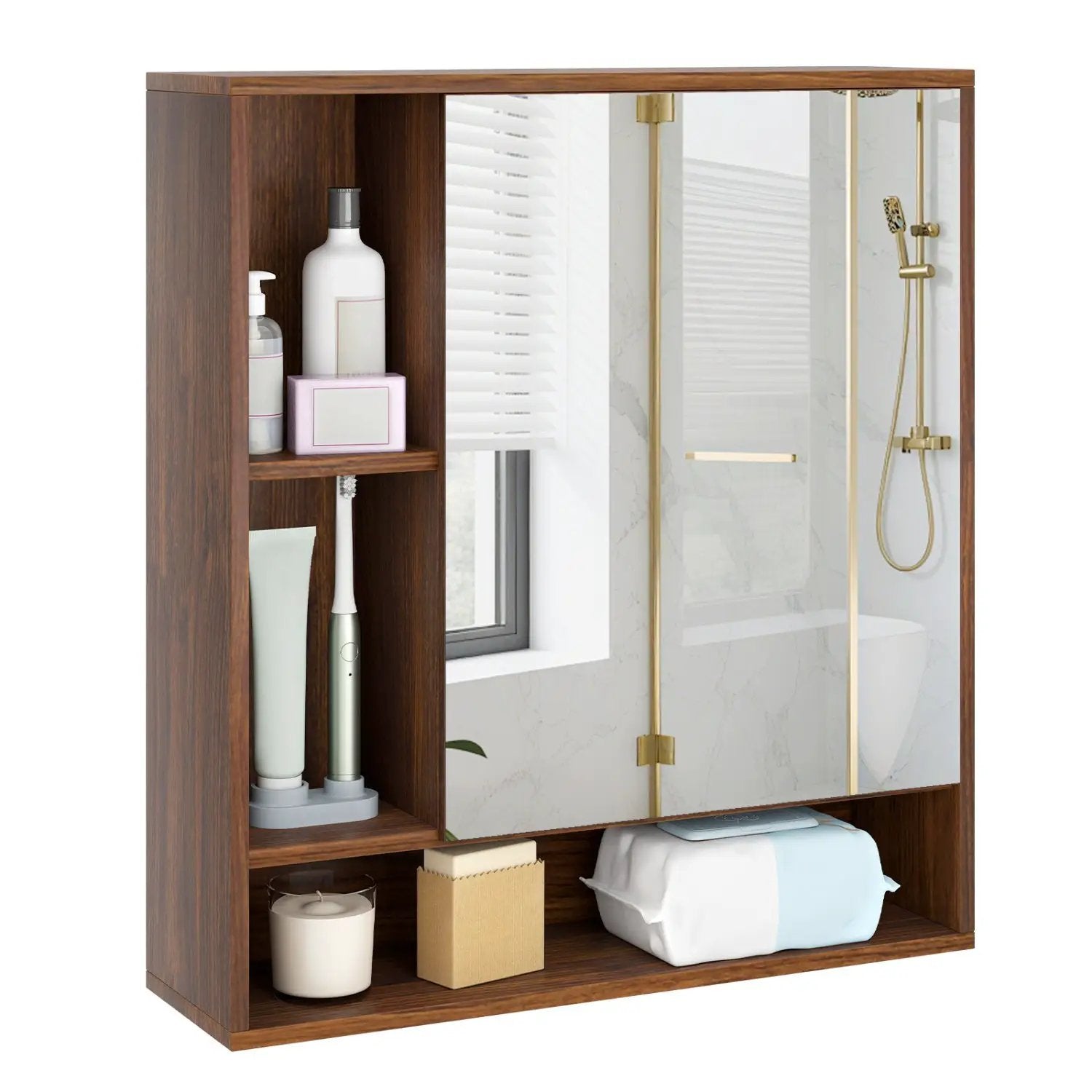 Wall Mounted Bathroom Cabinet with Mirror Single Door by DirectDeals