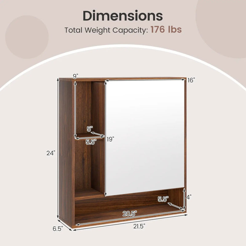 Wall Mounted Bathroom Cabinet with Mirror Single Door by DirectDeals