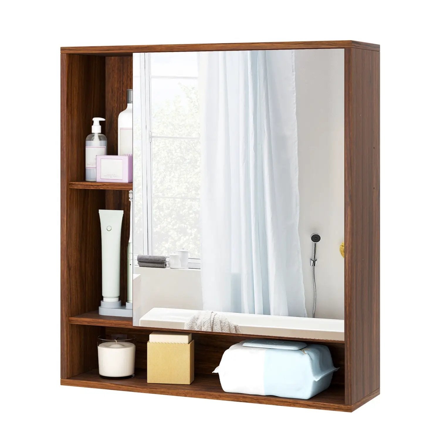 Wall Mounted Bathroom Cabinet with Mirror Single Door by DirectDeals