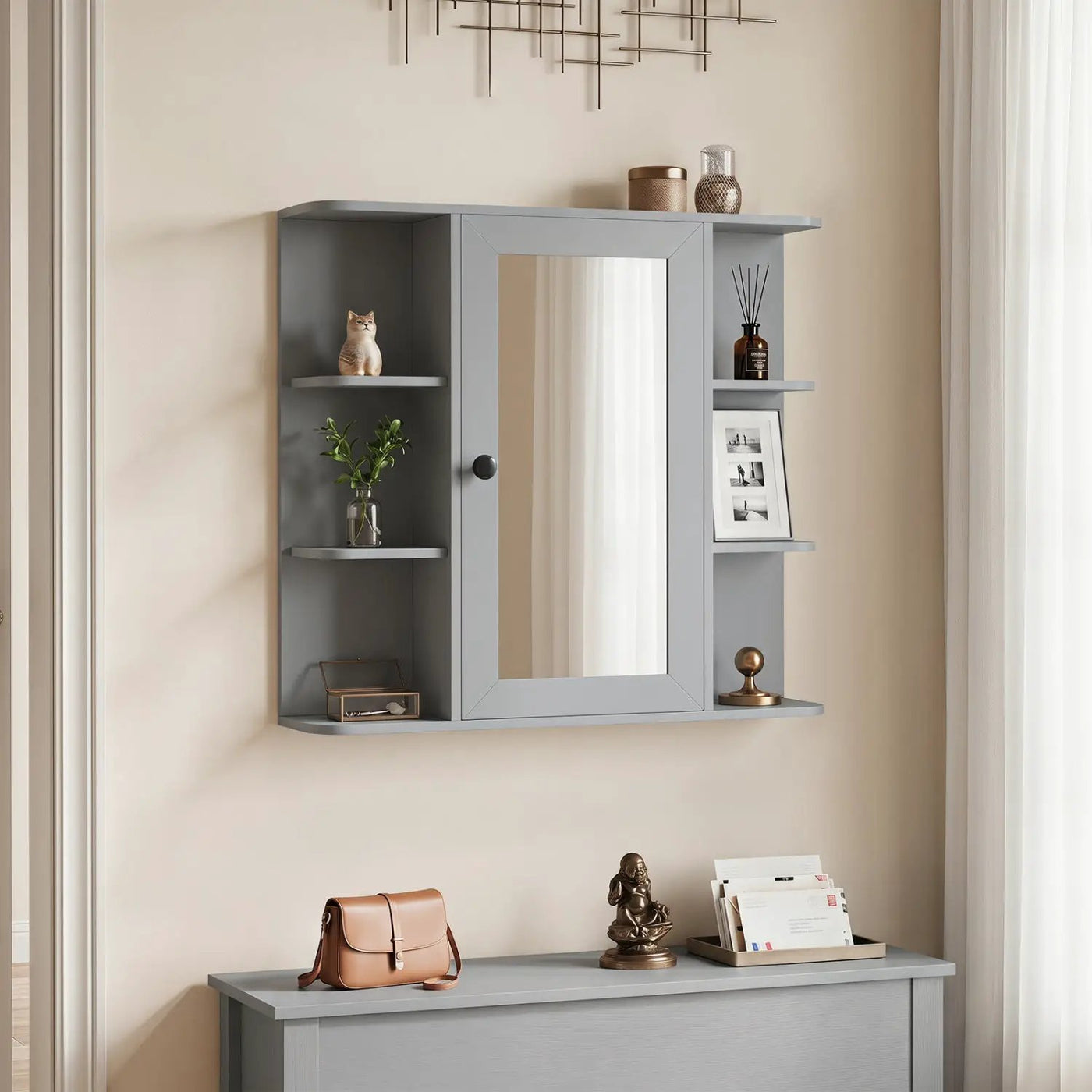 Wall Mounted Bathroom Medicine Cabinet with Mirror - Gray by DirectDeals