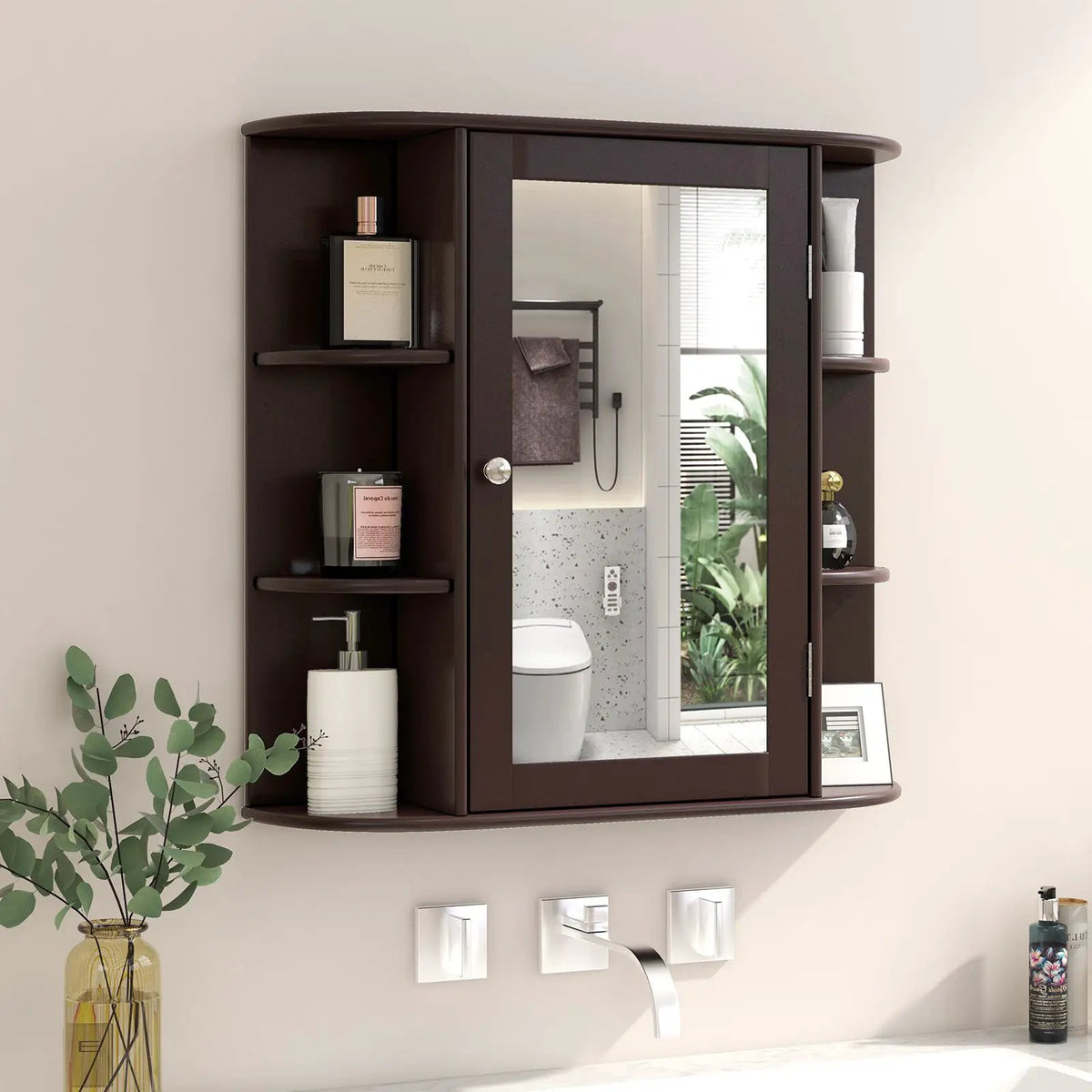 Wall-Mounted Bathroom Mirror Cabinet with Storage Shelves by DirectDeals