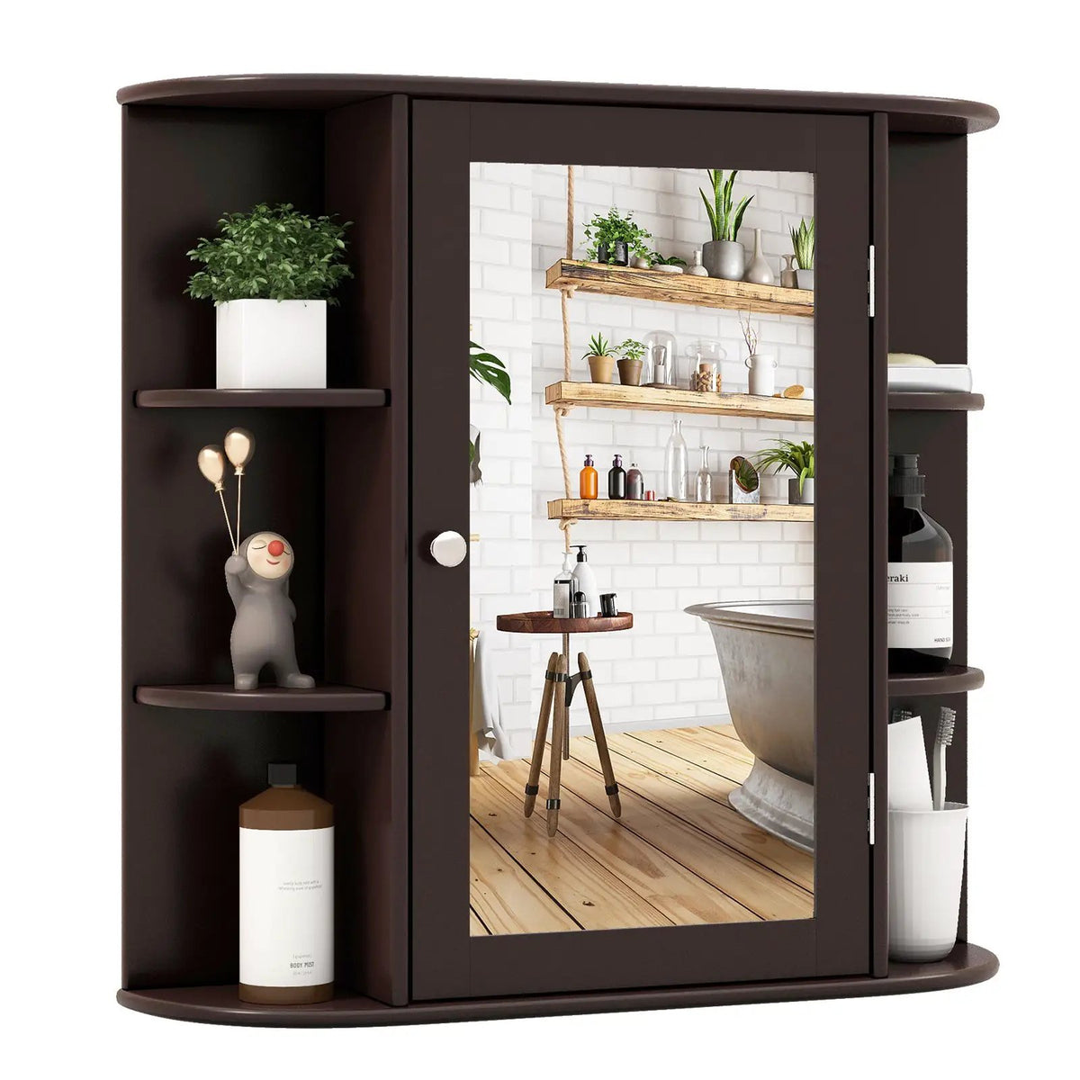 Wall-Mounted Bathroom Mirror Cabinet with Storage Shelves by DirectDeals