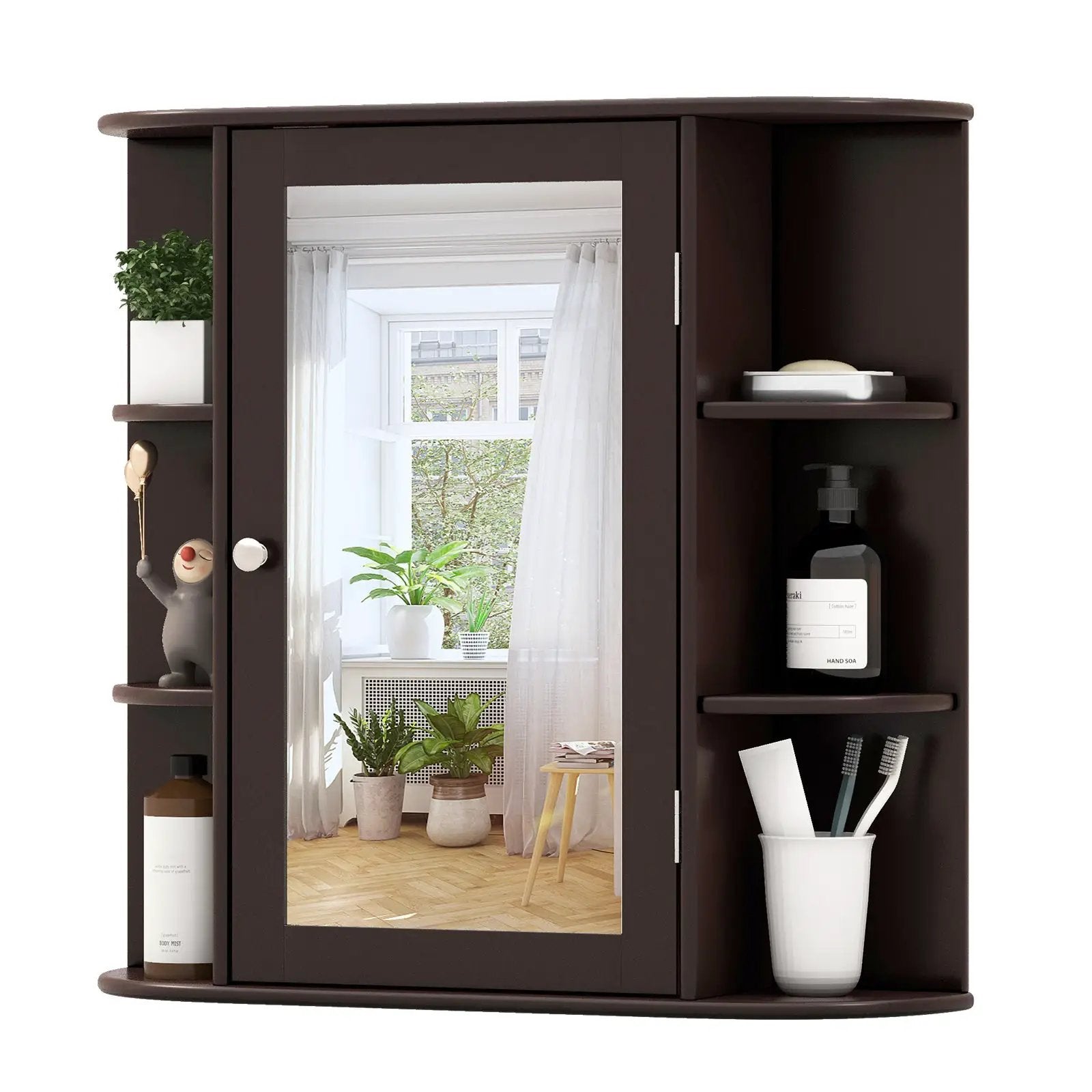 Wall-Mounted Bathroom Mirror Cabinet with Storage Shelves by DirectDeals