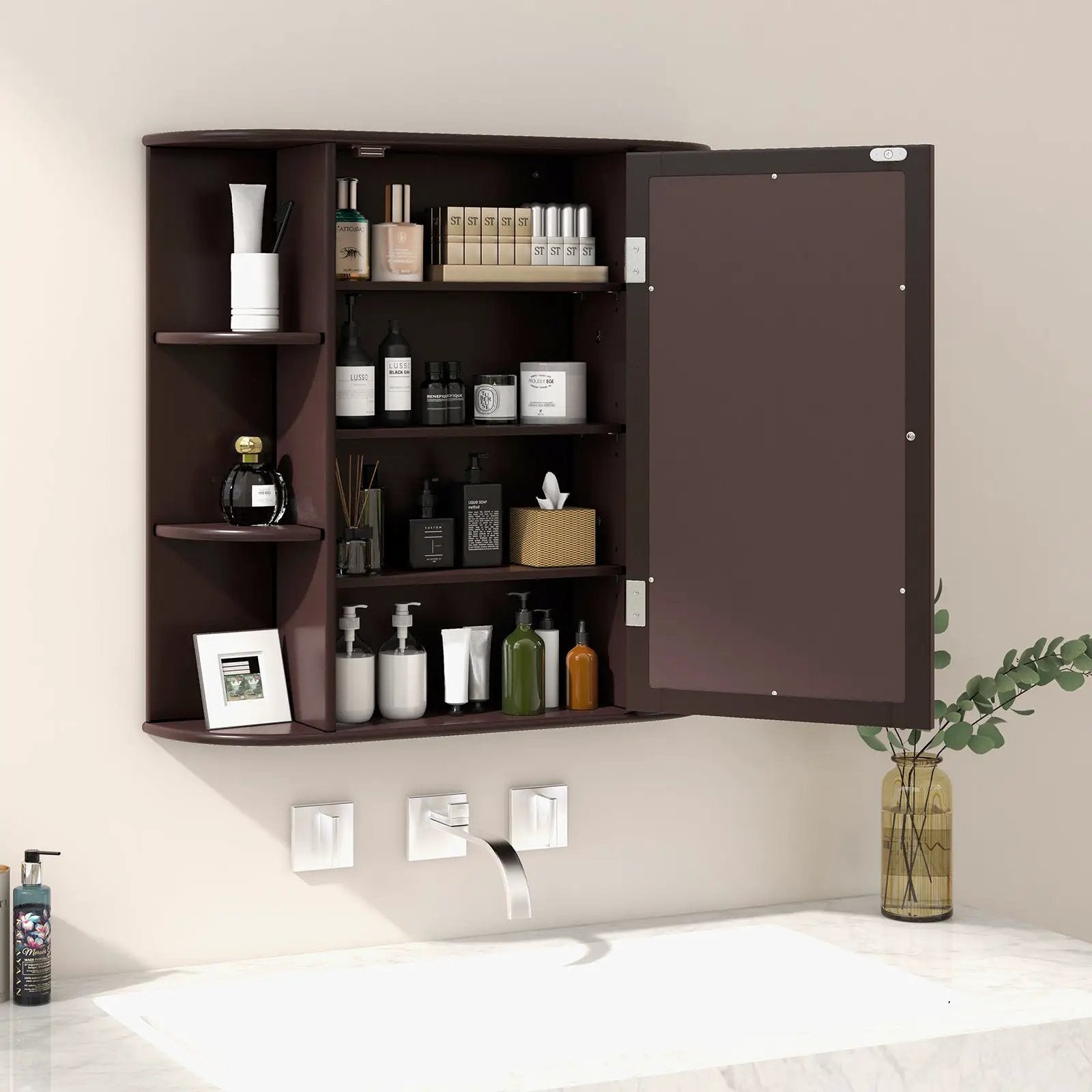 Wall-Mounted Bathroom Mirror Cabinet with Storage Shelves by DirectDeals