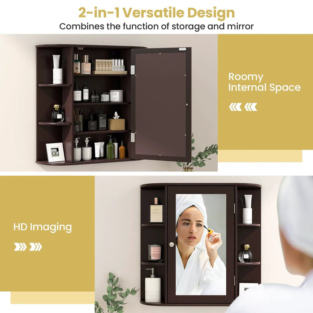 Wall-Mounted Bathroom Mirror Cabinet with Storage Shelves by DirectDeals