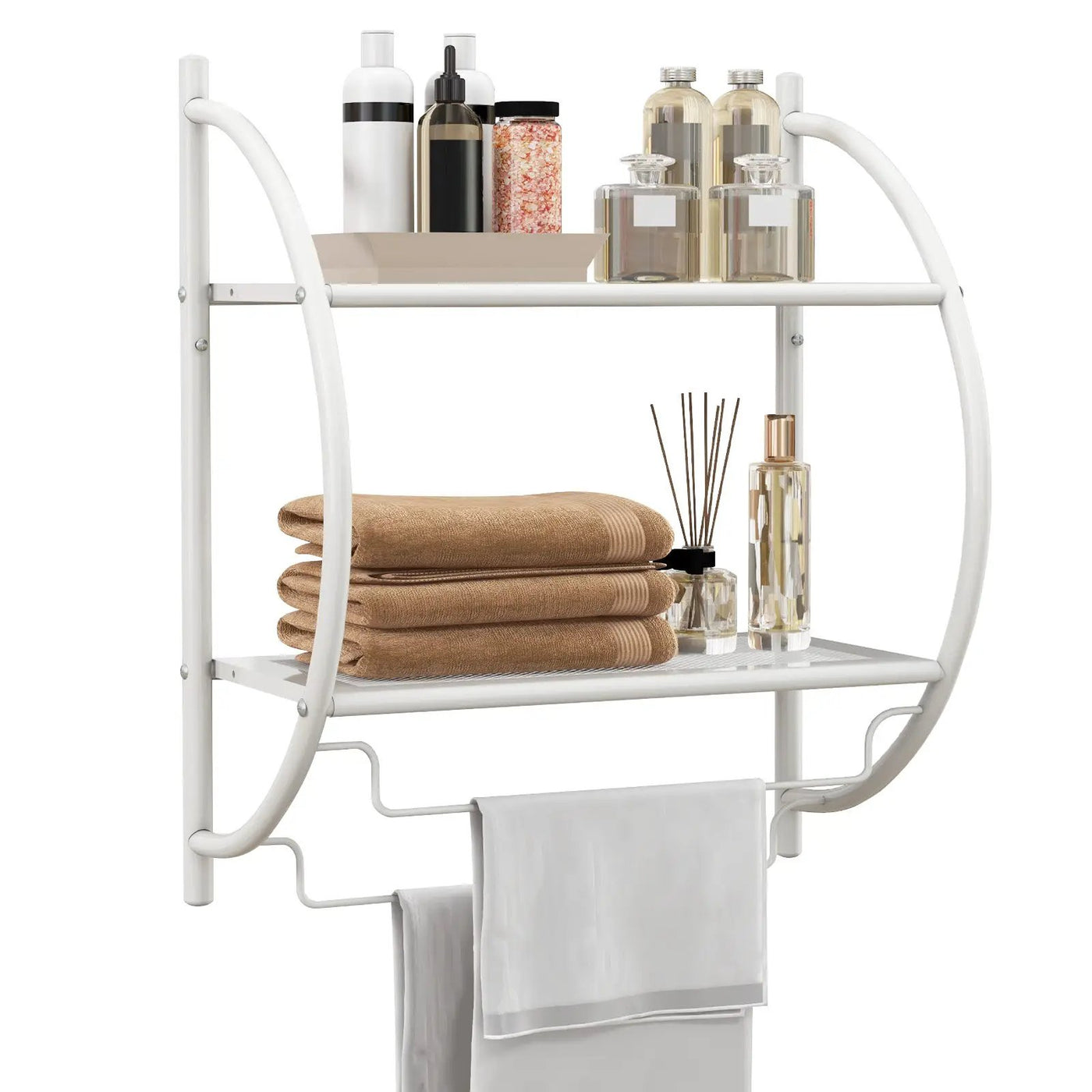 Wall Mounted 2-Tier Bathroom Towel Rack with 2 Towel Bars by DirectDeals