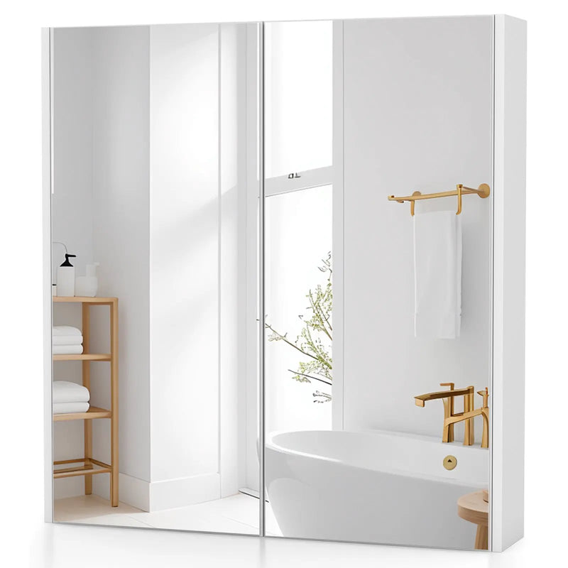 Double Door Bathroom Wall Cabinet with Mirror and Adjustable Shelf by DirectDeals